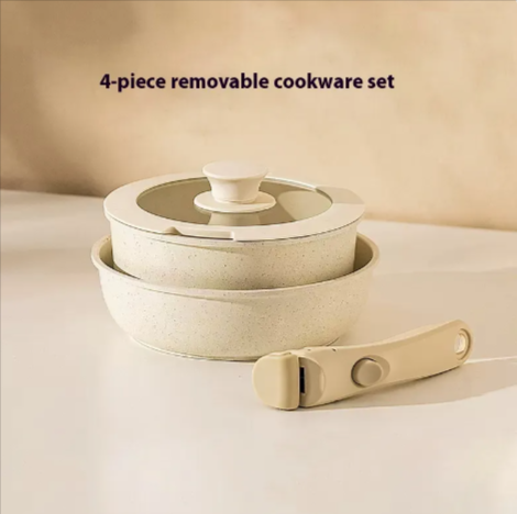 Premium Non-Stick Cookware Set with Removable Handle