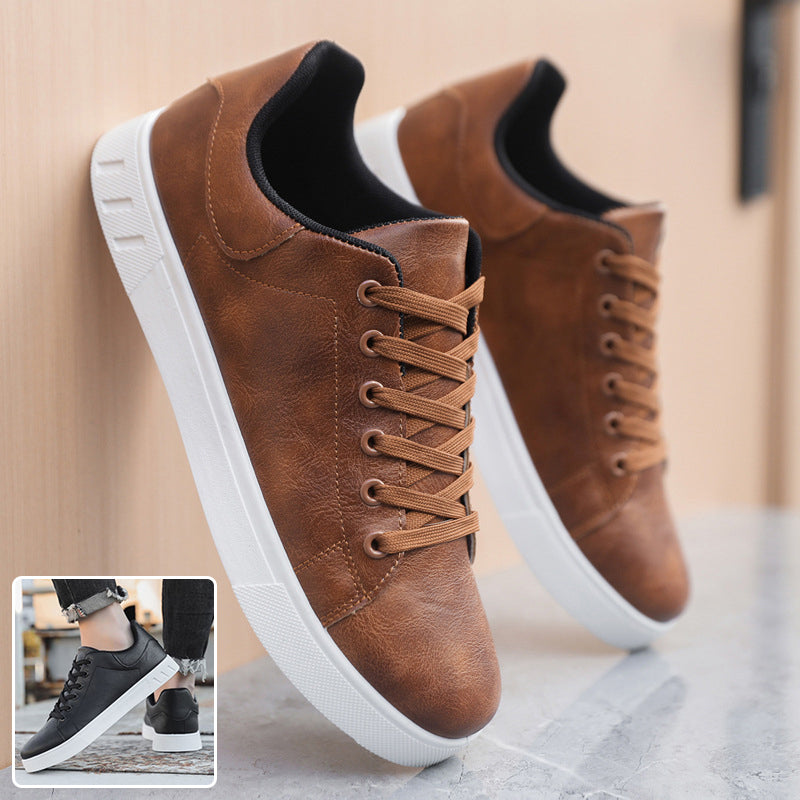 Men's Faux-Leather Lace-Up Sneakers