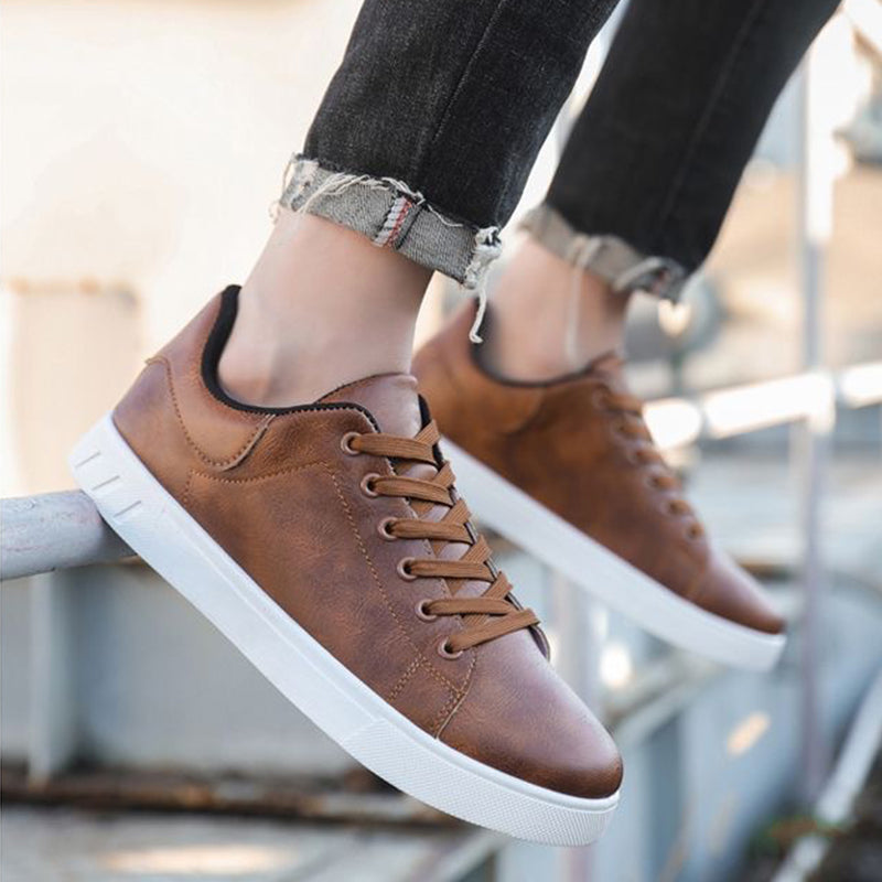 Men's Faux-Leather Lace-Up Sneakers