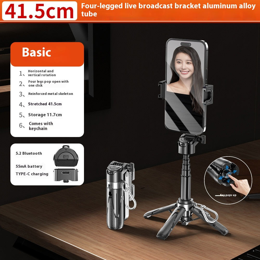 Compact Multifunctional Selfie Stick with Rotatable Head