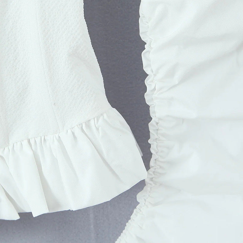 Square-Neck Corset Top with Puff Sleeves — view 3