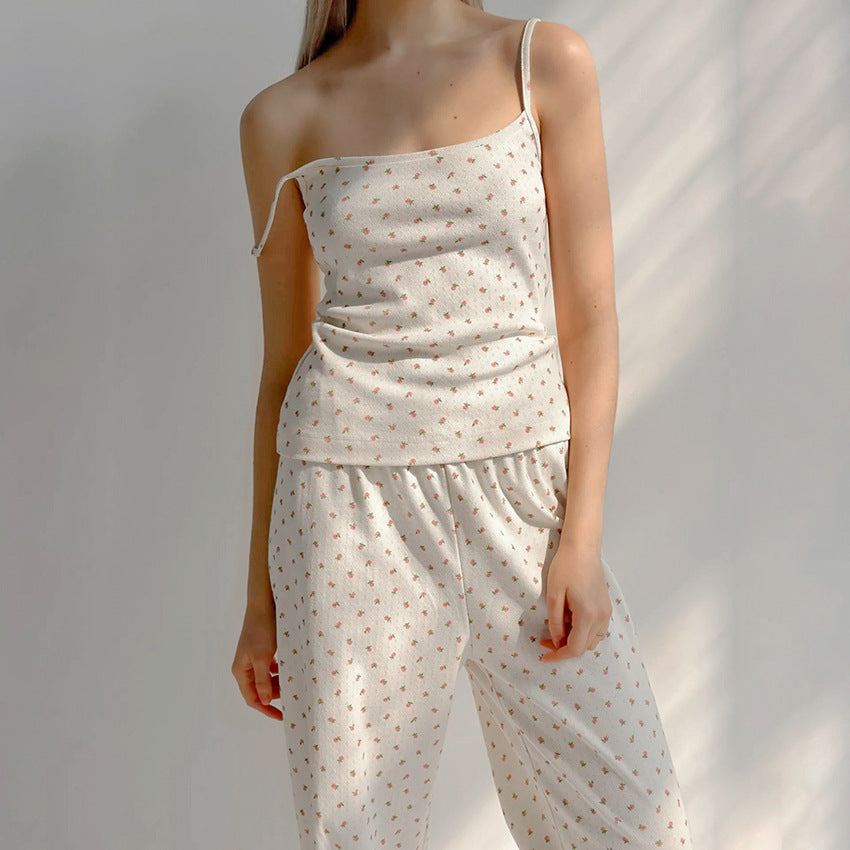 Floral-Print Cami Top and Wide-Leg Trousers Set