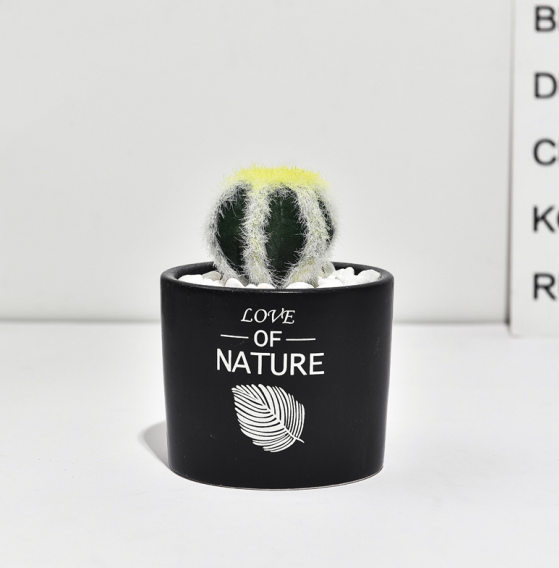 Mini Cactus Ceramic Faux Plant - Nordic Green