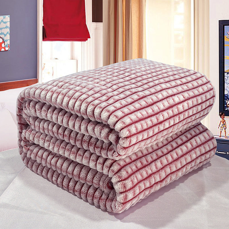 Waffle-Knit Coral Fleece Throw Blanket in wine red