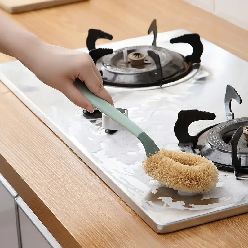 Sustainable Coconut Fiber Long-Handled Dish Brush