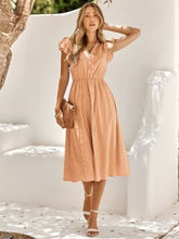 Womens V Neck Ruffle Sleeve Summer/holiday Dress - Wow Store
