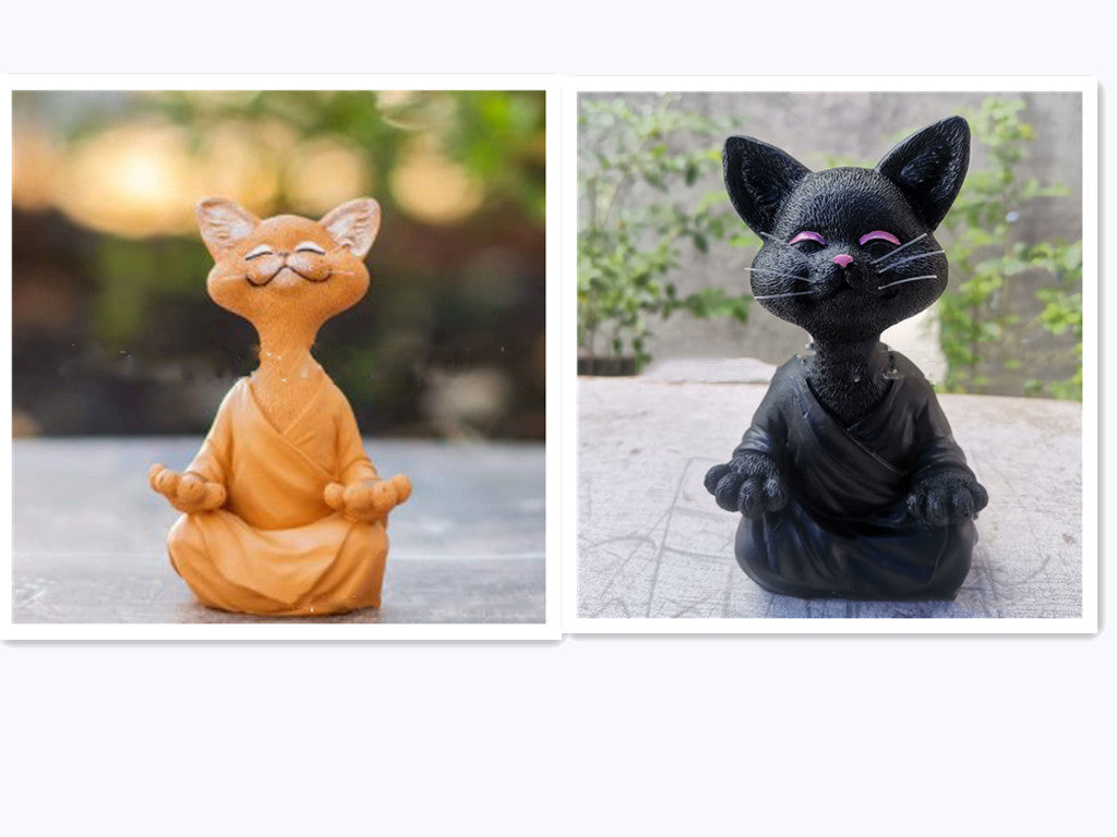 Meditating Cat Figurine