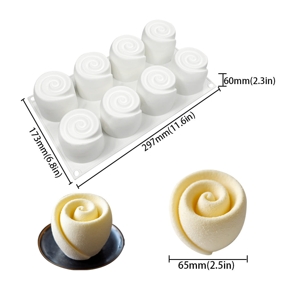 Artisan Rose Silicone Mousse Mold - 8 Cavity
