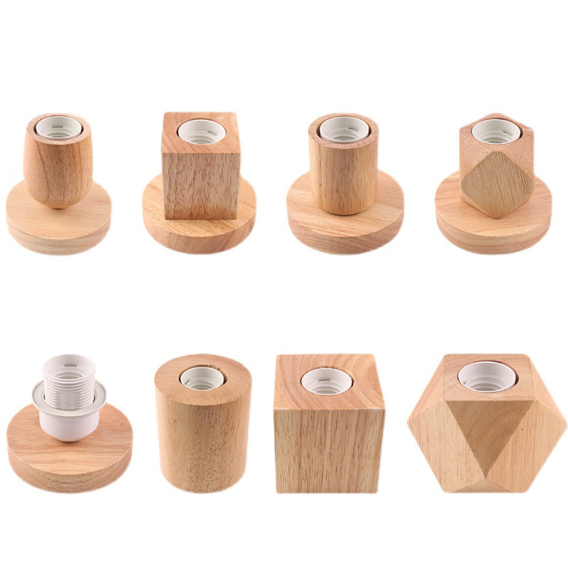 Minimalist Wooden E27 Lamp Base with Switch