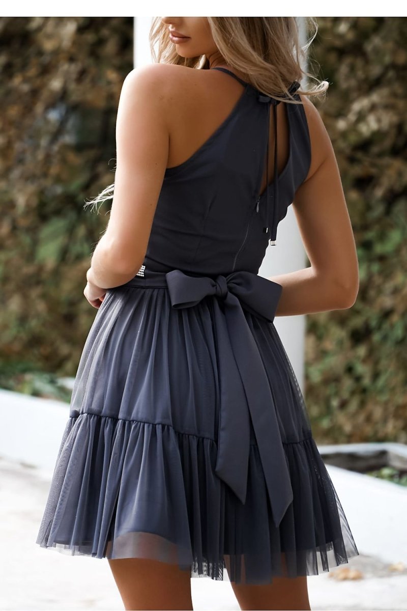 Elegant Black Evening Dress for Women - Long Sleeve, V - Neck, Flowy Polyester Blend | WOW Store - Wow Store