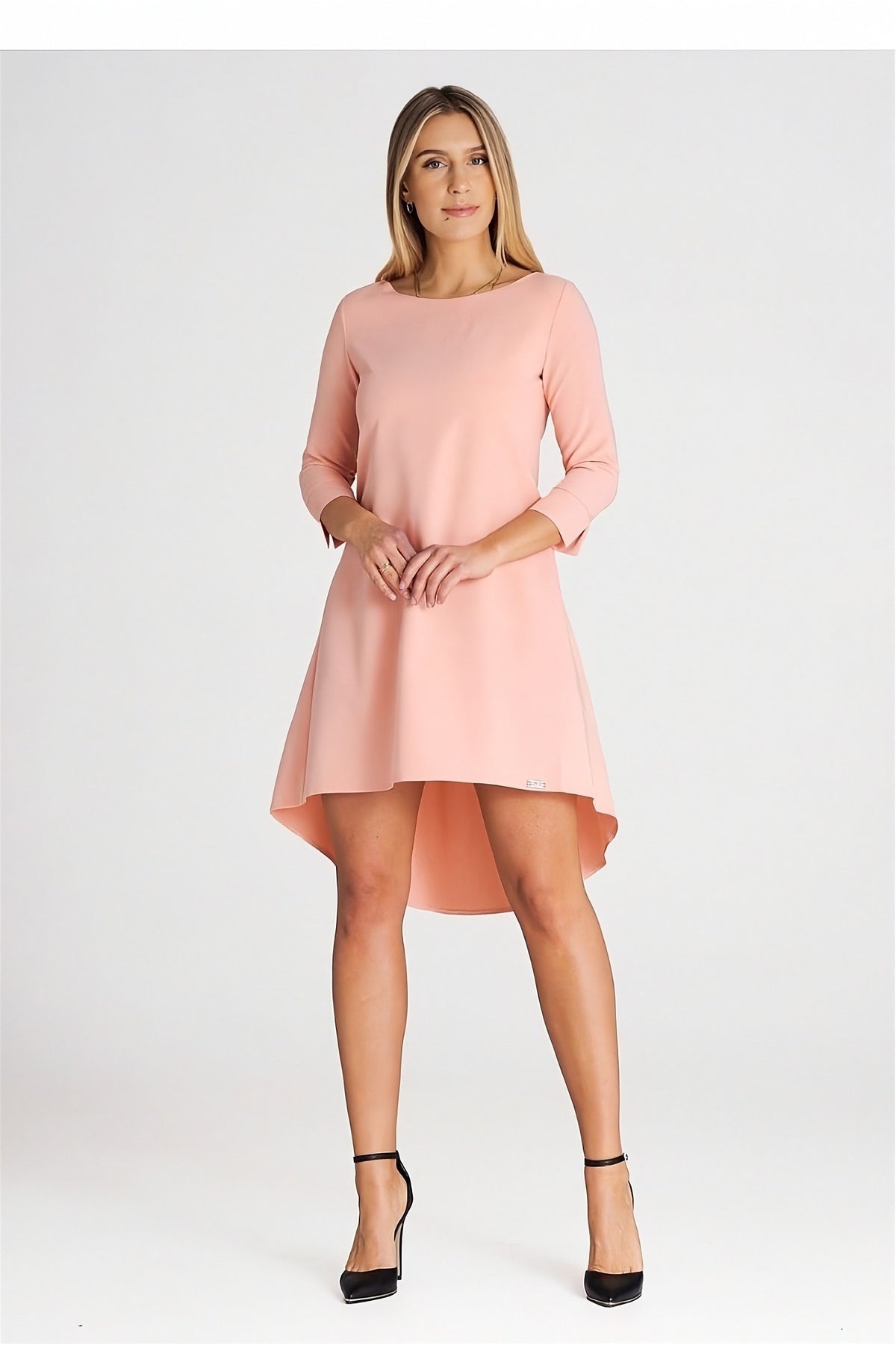 Elegant cocktail dress with tailored fit, polyester blend fabric in black or navy | FIGL design | WowStore.live