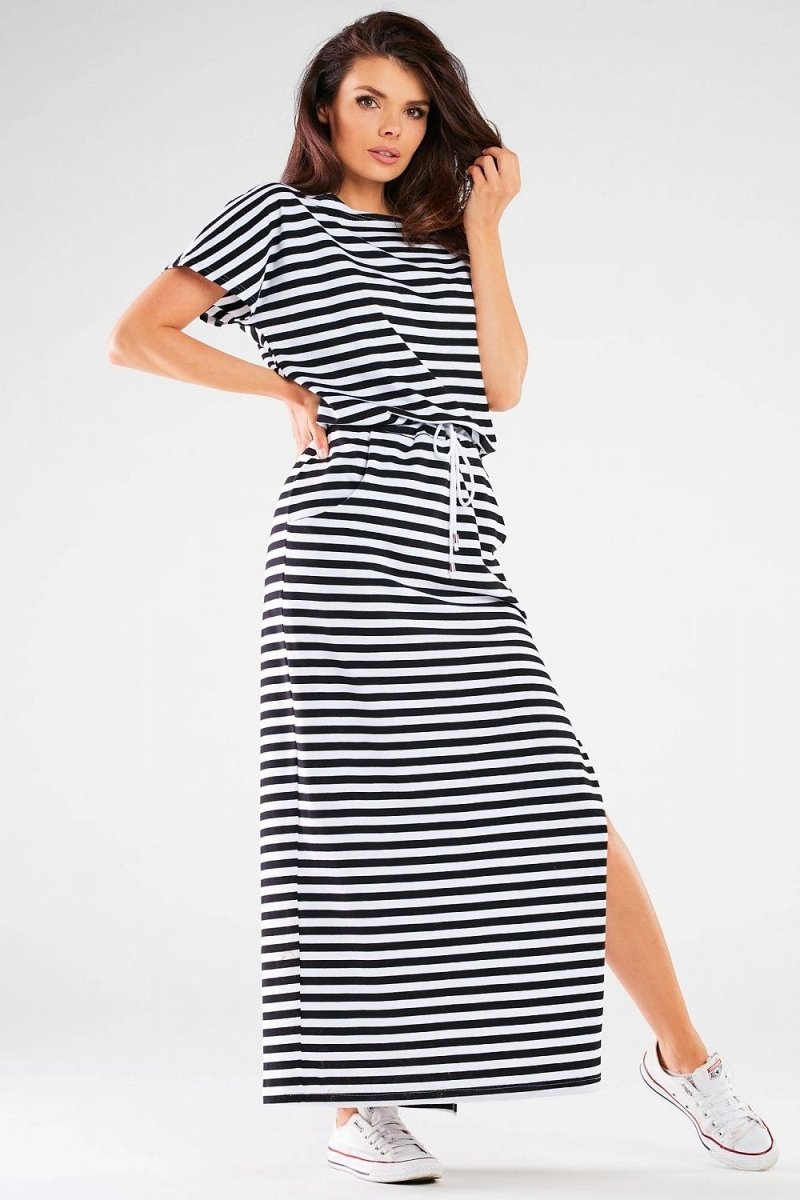 Elegant A-line day dress in neutral tone by Infinite You – perfect for work and casual outings