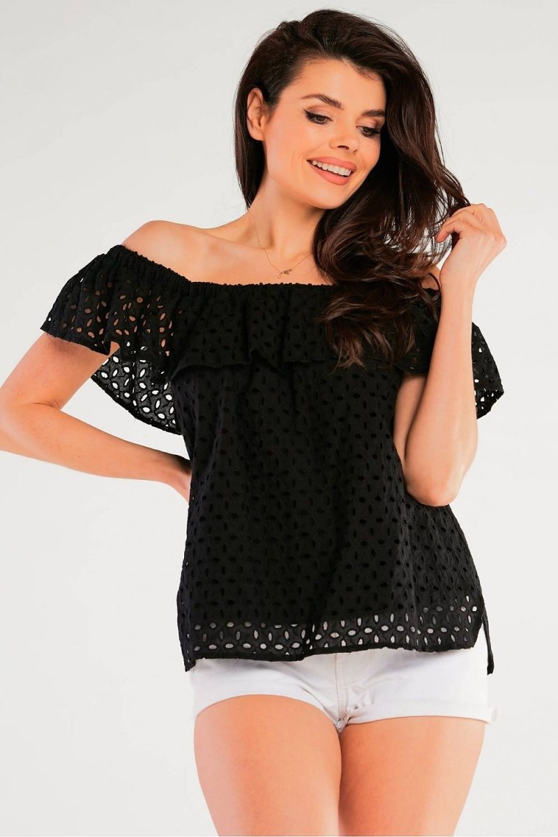 Elegant long-sleeve cotton blouse for professional women - Awama design at WowStore.live