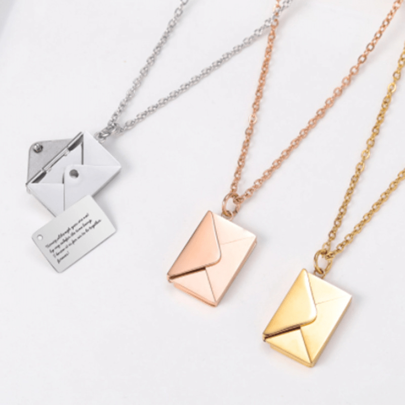 Elegant Silver Envelope Pendant Necklace – Minimalist Fashion Jewelry - Wow Store