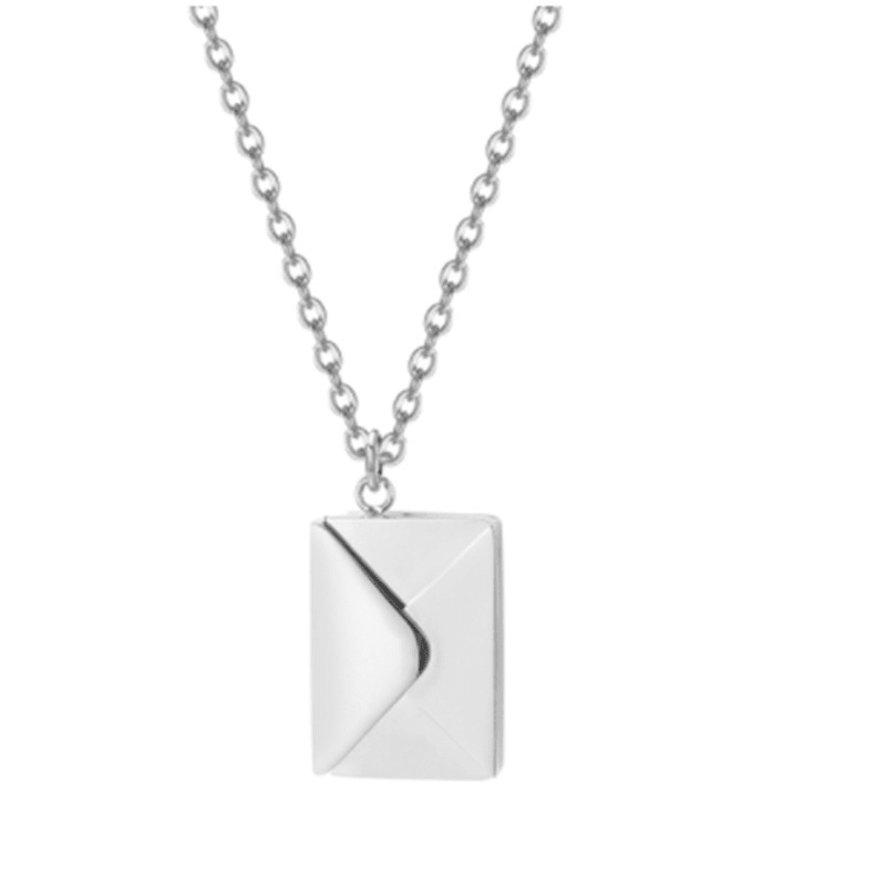 Elegant Silver Envelope Pendant Necklace – Minimalist Fashion Jewelry - Wow Store