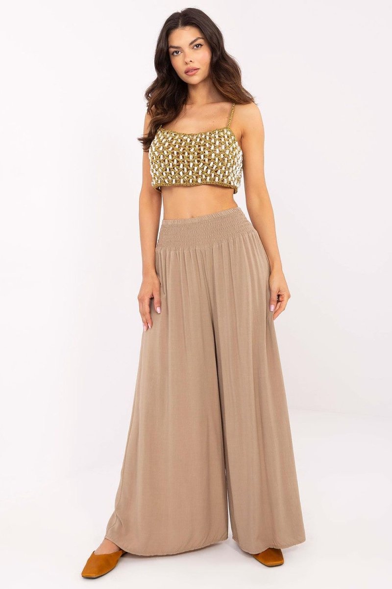 Elegant Wide - Leg Viscose Trousers 210680 - Och Bella | Wow Store - Wow Store