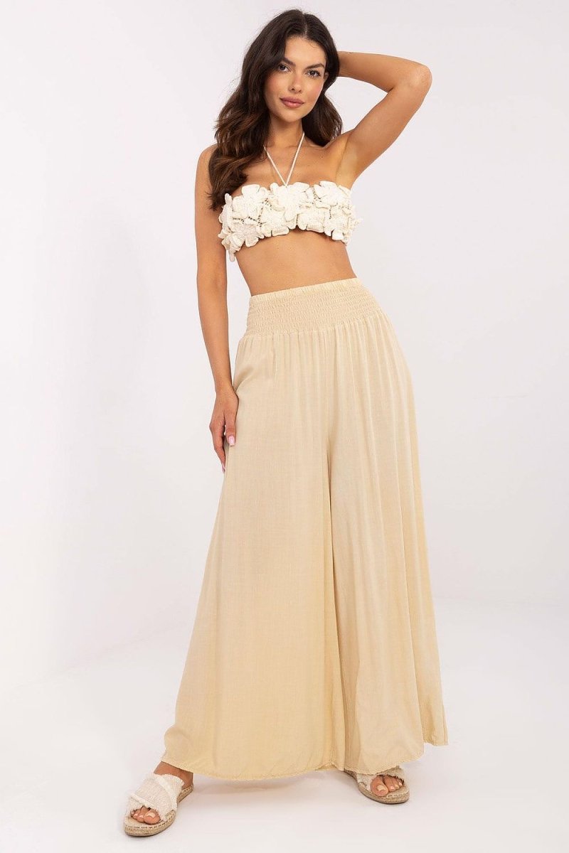 Elegant Wide - Leg Viscose Trousers 210680 - Och Bella | Wow Store - Wow Store