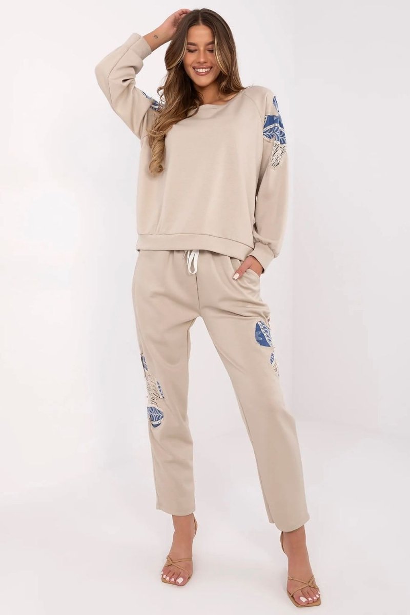 Embroidered Shoulder Detail Tracksuit Set 209495 - Italy Moda | Wow Store - Wow Store