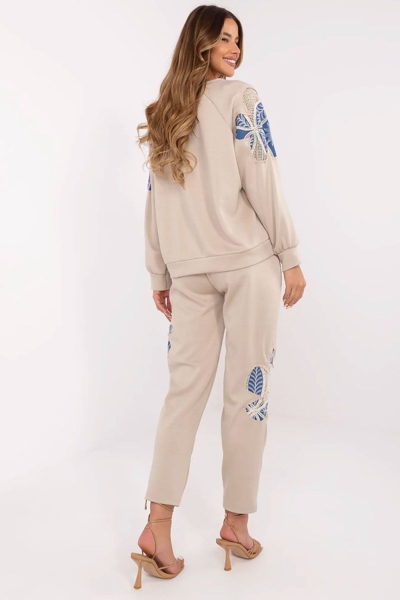 Embroidered Shoulder Detail Tracksuit Set 209495 - Italy Moda | Wow Store - Wow Store