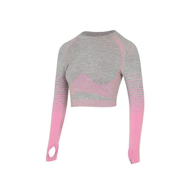EP Sport Women's Yoga Set in Pink - Seamless Long Sleeve Workout Set with Moisture-Wicking Fabric - Wow Store