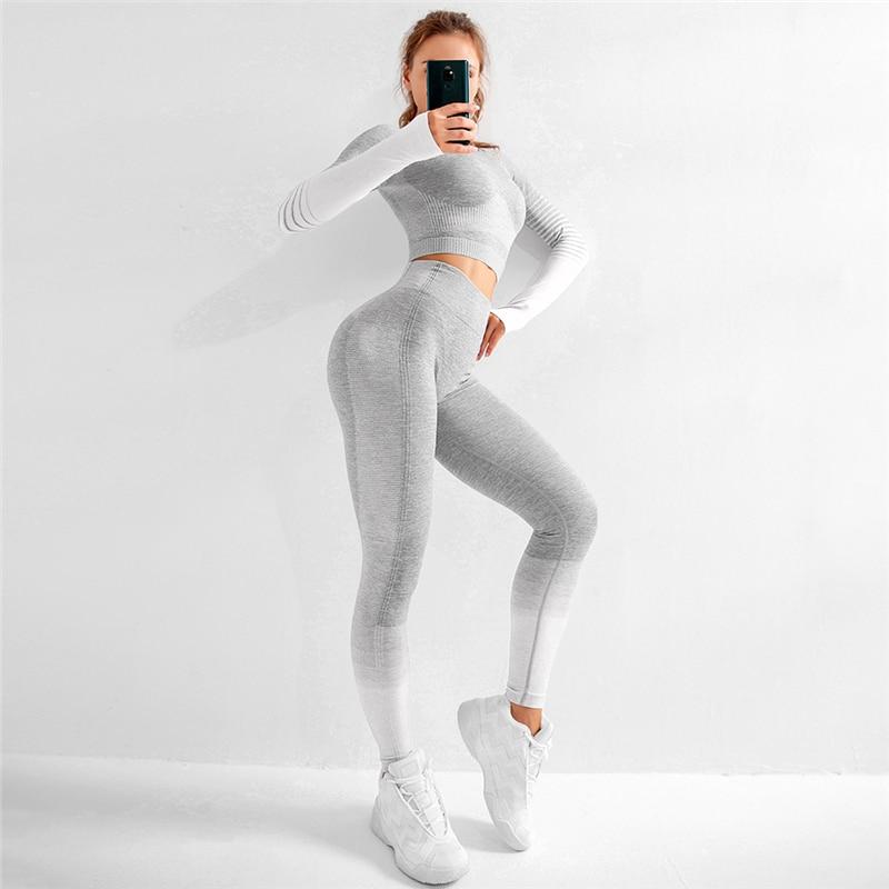 EP Sport Yoga Set Full Length View - Seamless Design with Compression Fit Details - Wow Store