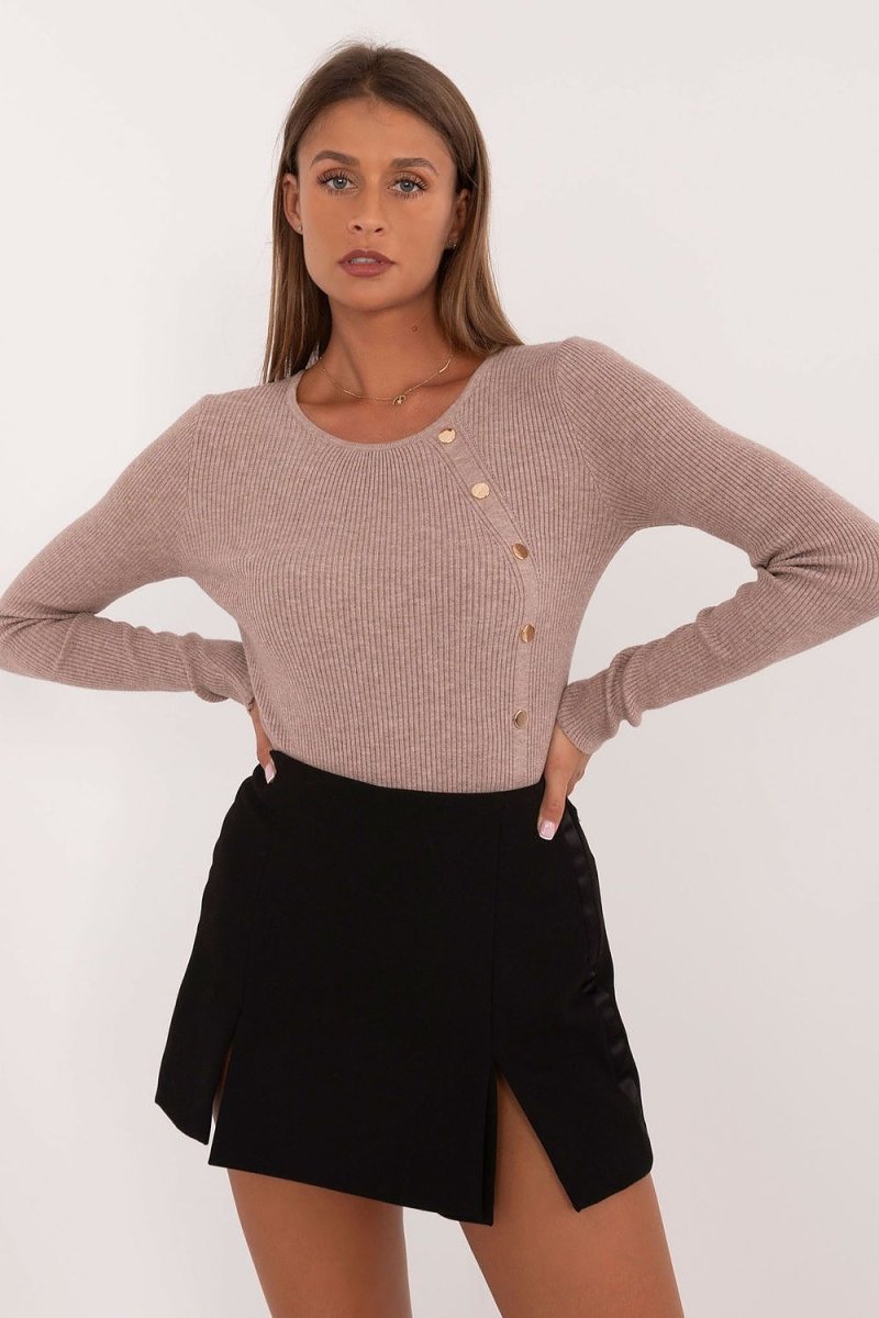 Essential Knitted Jumper Model AT - Soft Casual Sweater in charcoal grey | wowstore.live