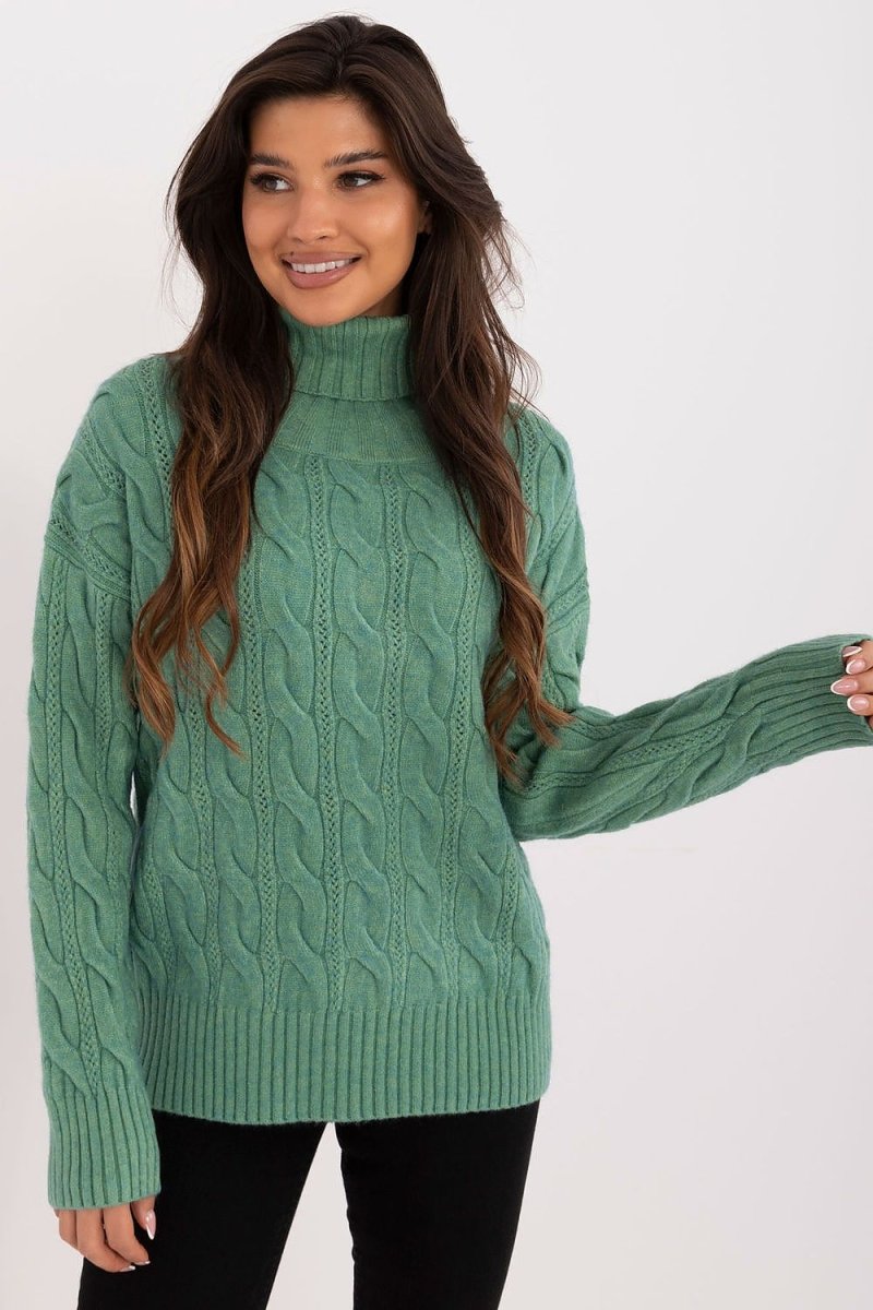 Essential Ribbed Turtleneck Sweater in charcoal grey – slim fit women's knitwear