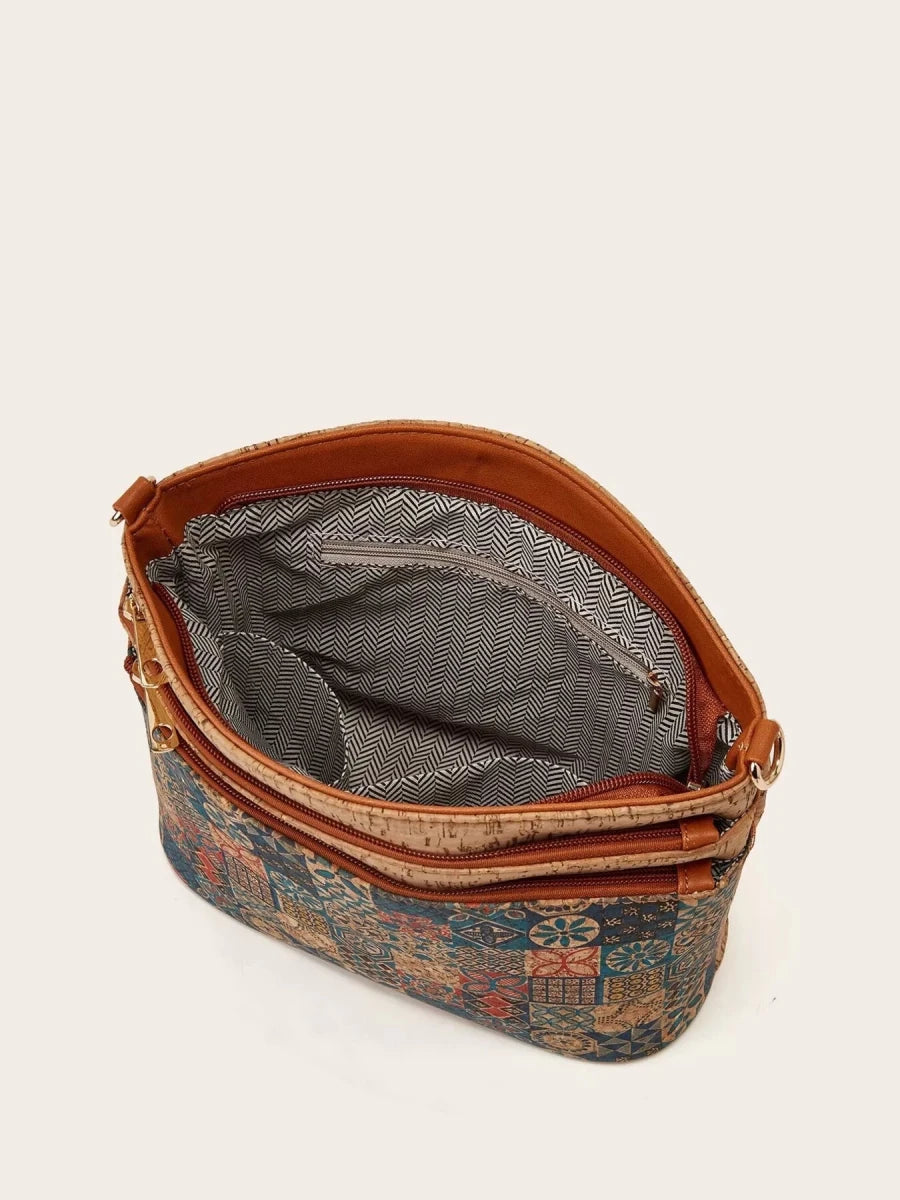 Ethnic Tree Bark Pattern Multi - Pocket Crossbody Bag - Wow Store