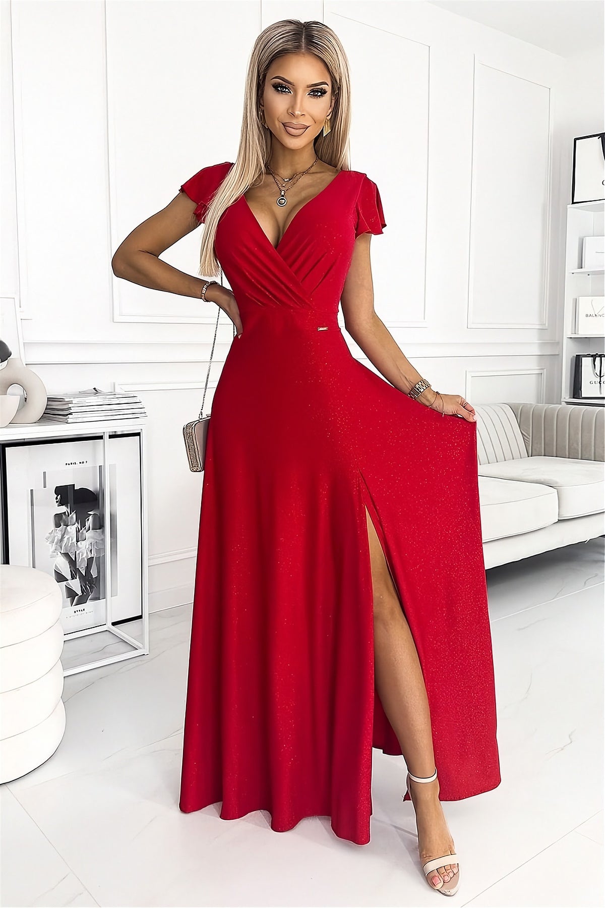 Numoco Floor-Length Evening Gown for Weddings & Galas in red