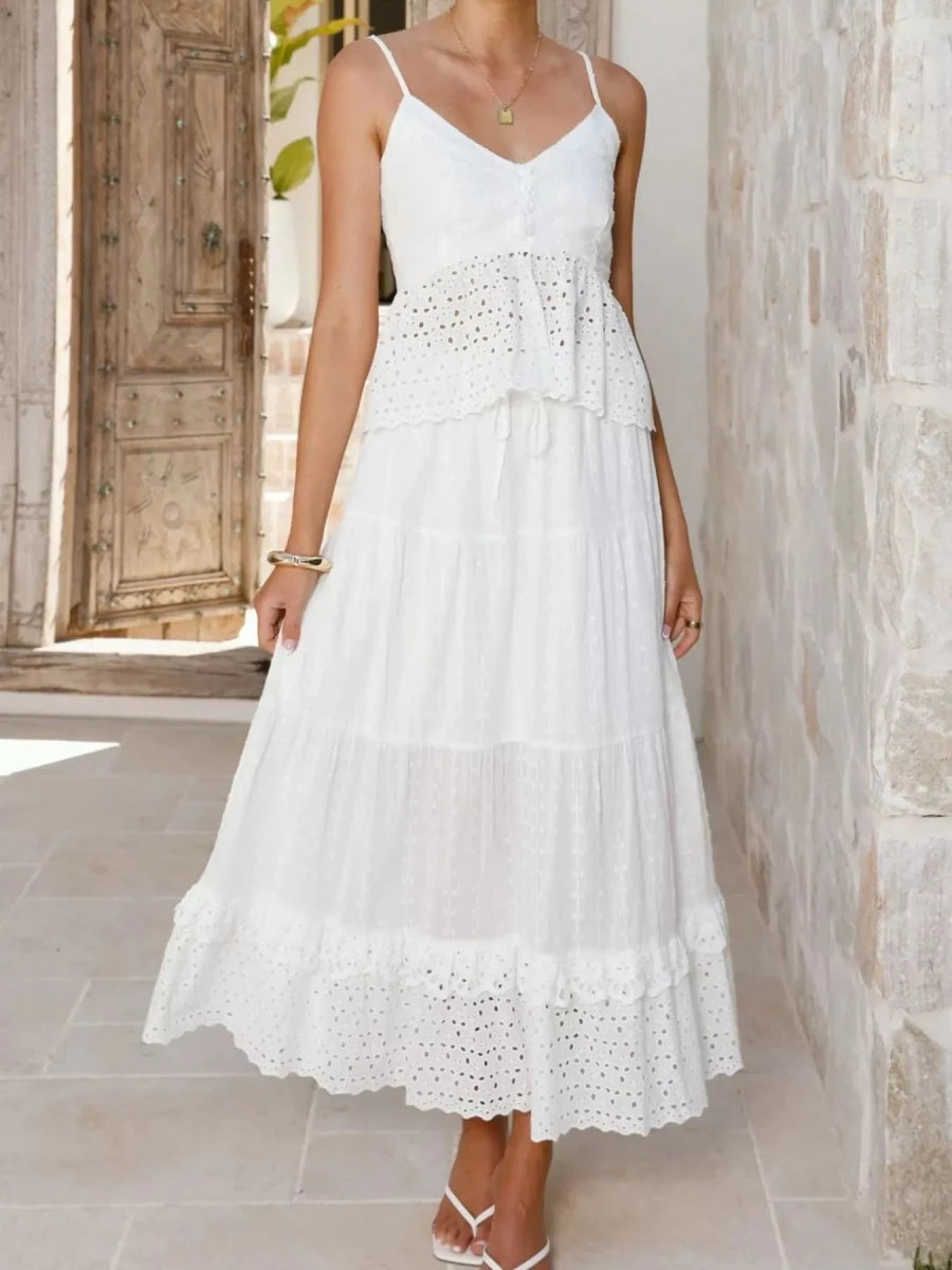 Eyelet V - Neck Cami and Skirt Set - Wow Store