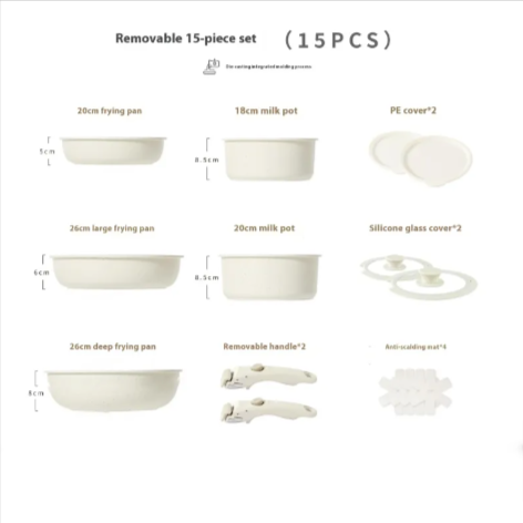 Premium Non-Stick Cookware Set with Removable Handle