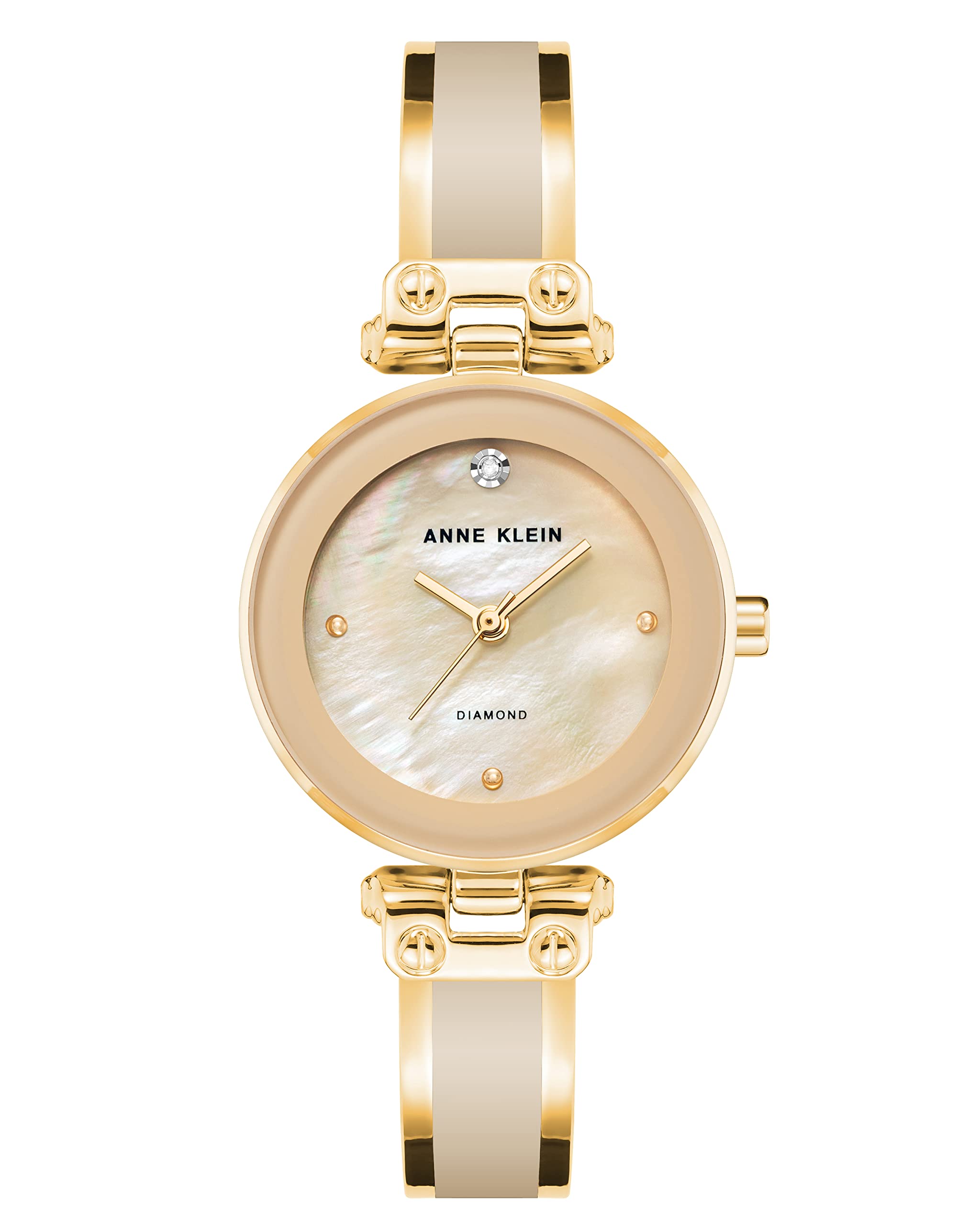 Diamond Dial Bangle Watch in Tan/Gold