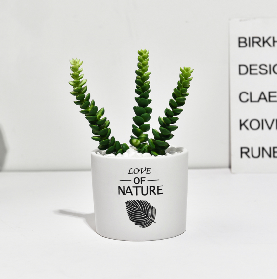 Mini Cactus Ceramic Faux Plant - Nordic Green
