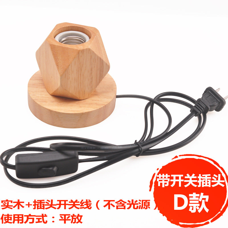Minimalist Wooden E27 Lamp Base with Switch