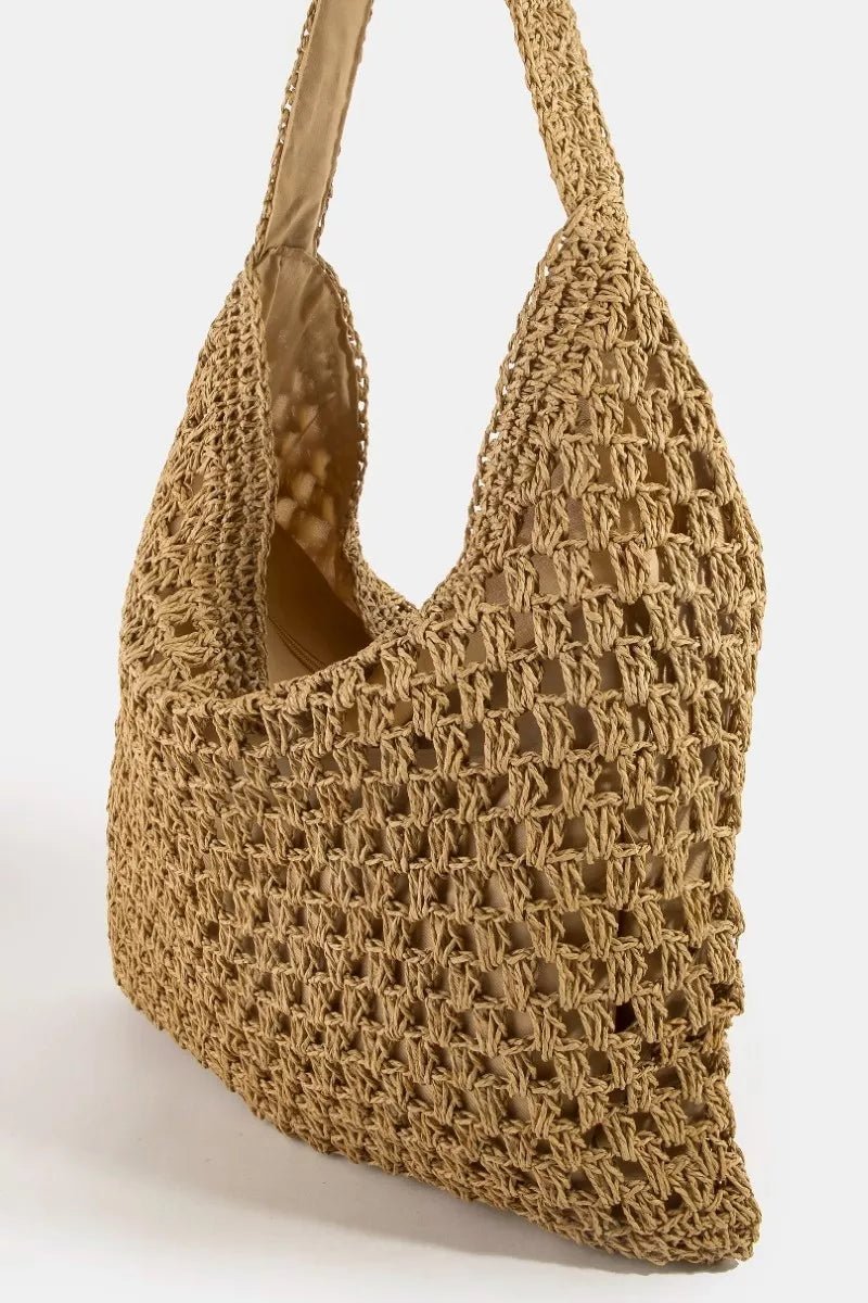 Fame Intricate Straw Weave Large Shoulder Bag - Wow Store