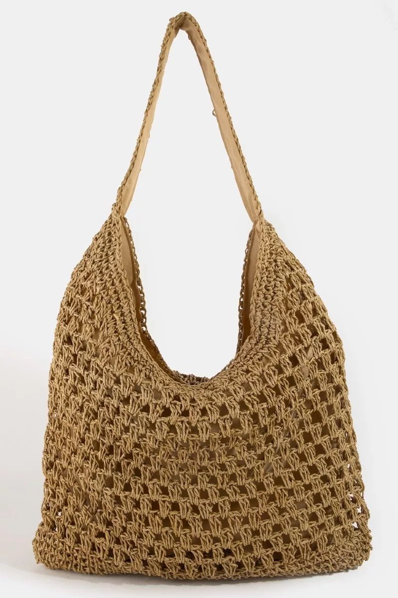 Fame Intricate Straw Weave Large Shoulder Bag - Wow Store