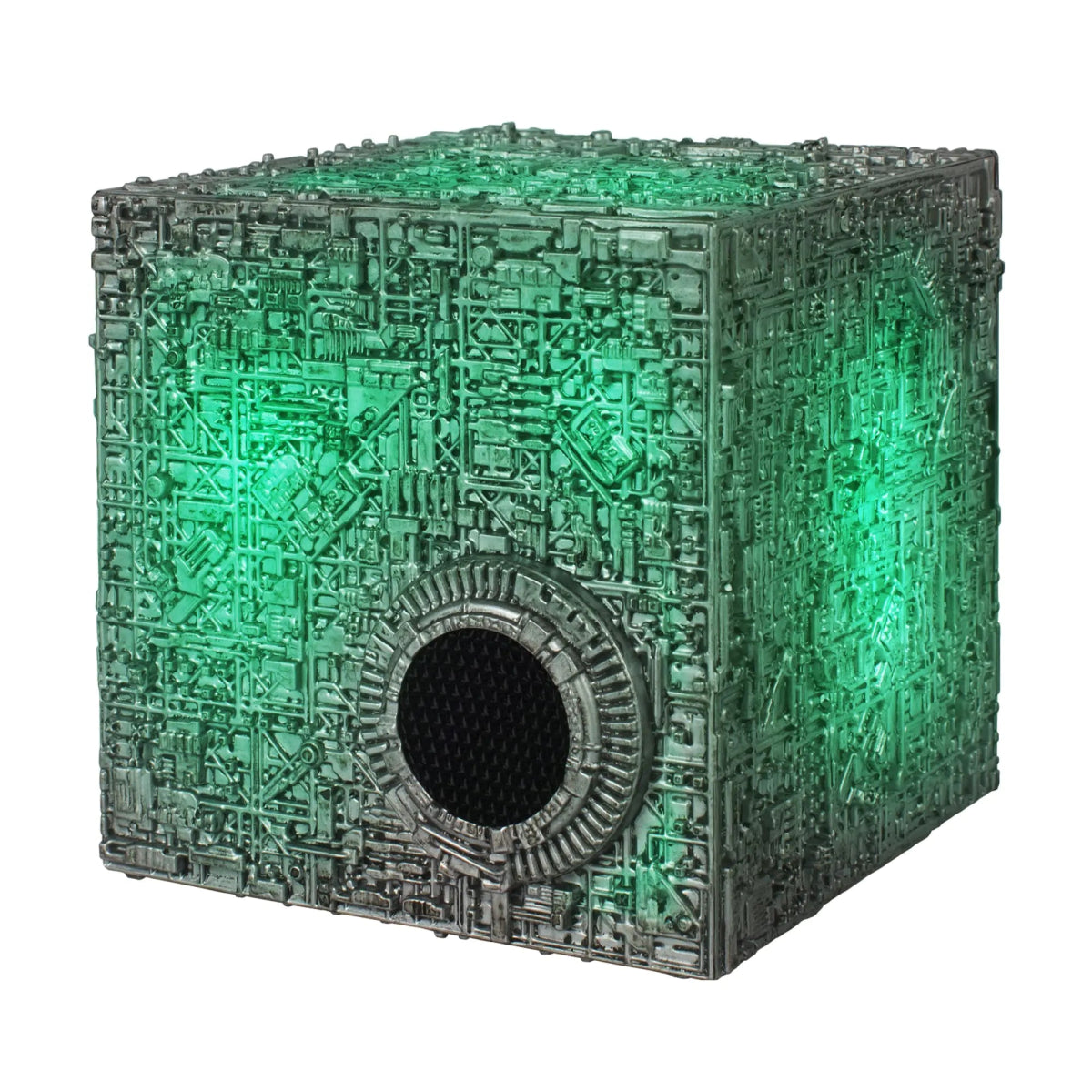 FAMETEK Star Trek Borg Cube Bluetooth Speaker with Green Illumination Sound Effects & Borg Quotes – Memorabilia Gifts Gadgets Collectibles for Star Trek Fans - Wow Store
