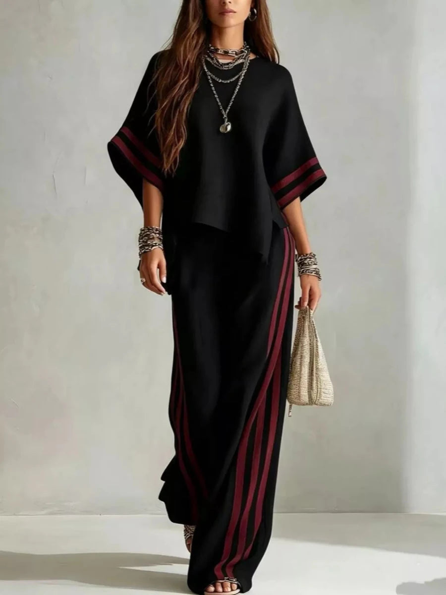 Faye Striped 3/4 Sleeve Top and Pants Set - WowStore.live