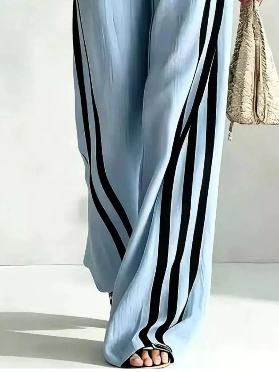 Faye Striped 3/4 Sleeve Top and Pants Set - WowStore.live