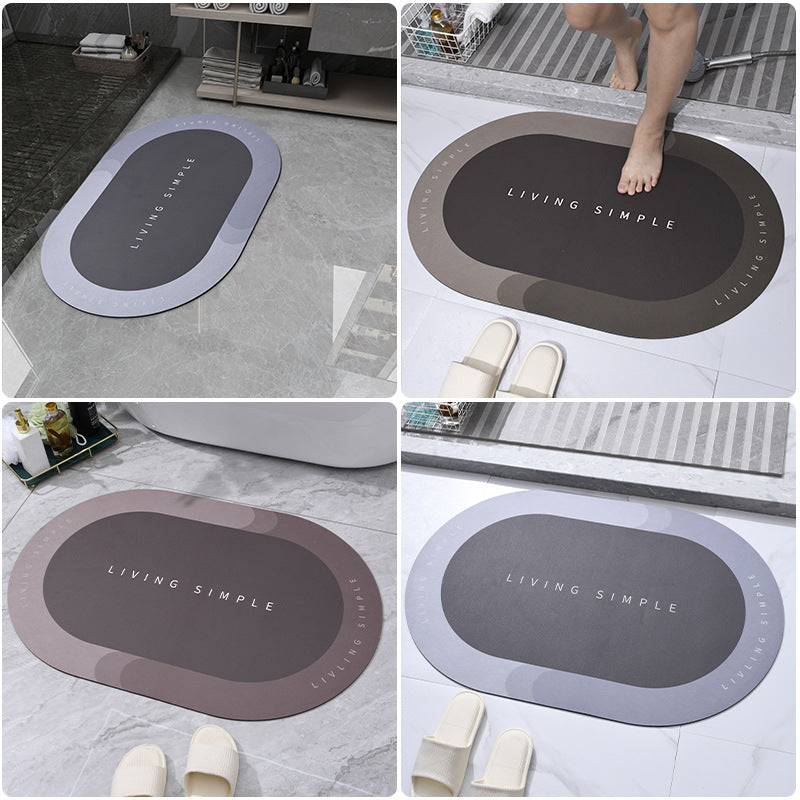 Quick-Dry Soft Bath Mat, Oval or Half-Round