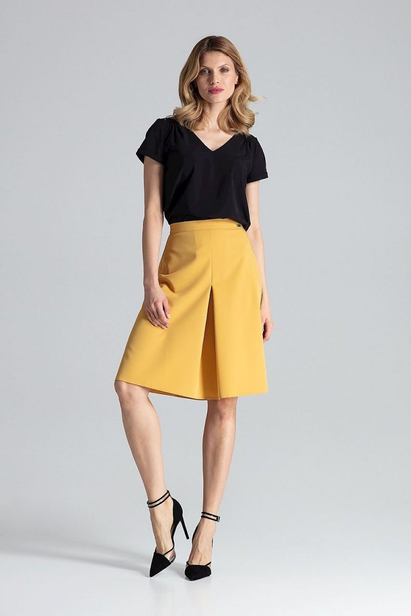 FIGL Elegant High-Waisted Midi Skirt in black | Professional office wear from WowStore.live