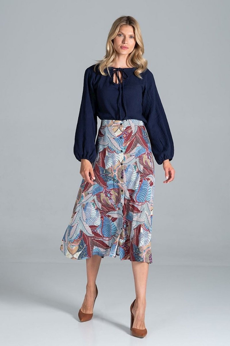 FIGL Elegant Women's Midi Skirt in black with tailored waistband and A-line silhouette | WowStore.live
