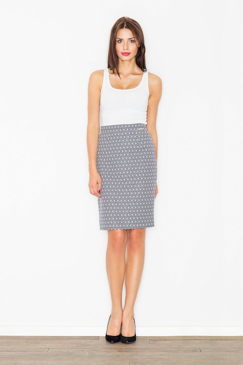 Elegant midi skirt in navy blue with subtle pleating | Figl professional women's fashion | WowStore.live