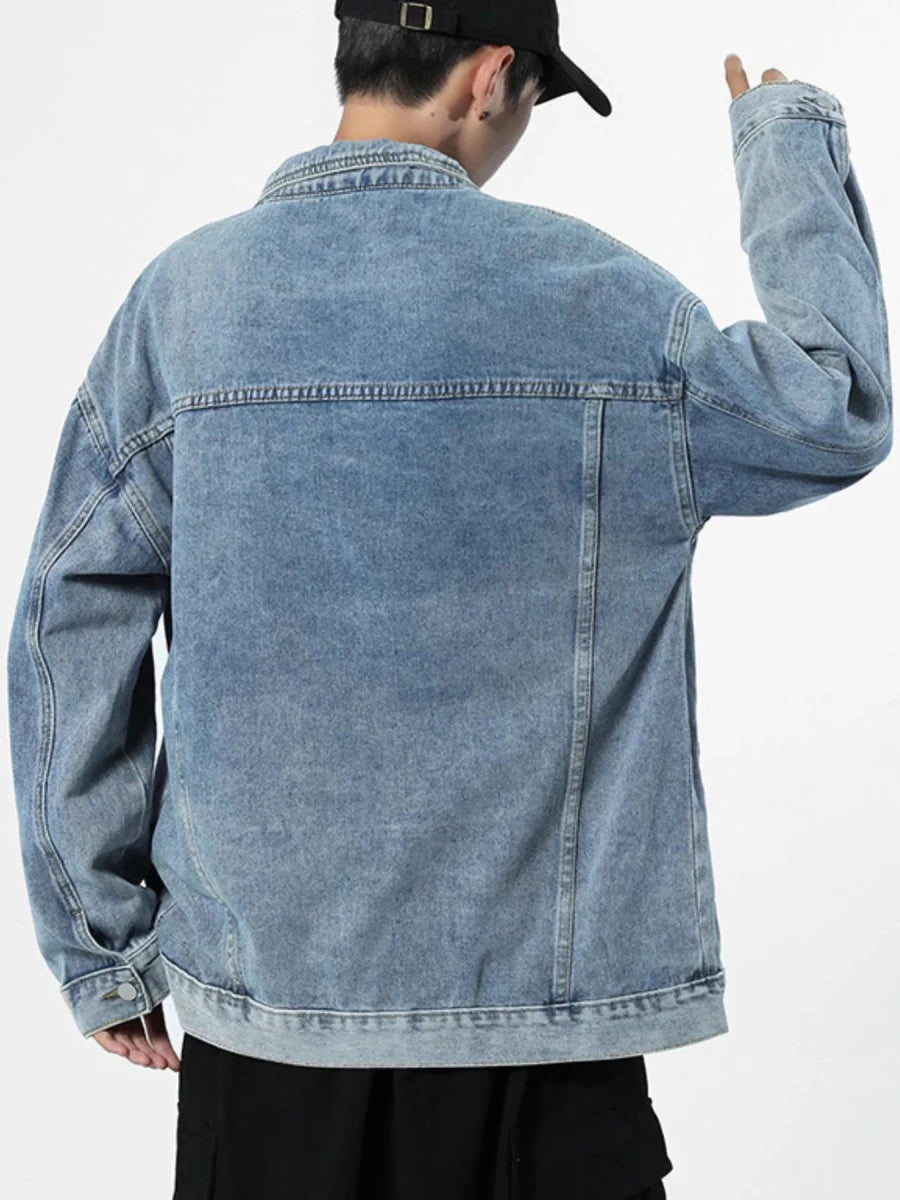 Fine Tune Men's Wash Oversized Denim Jacket - WowStore.live