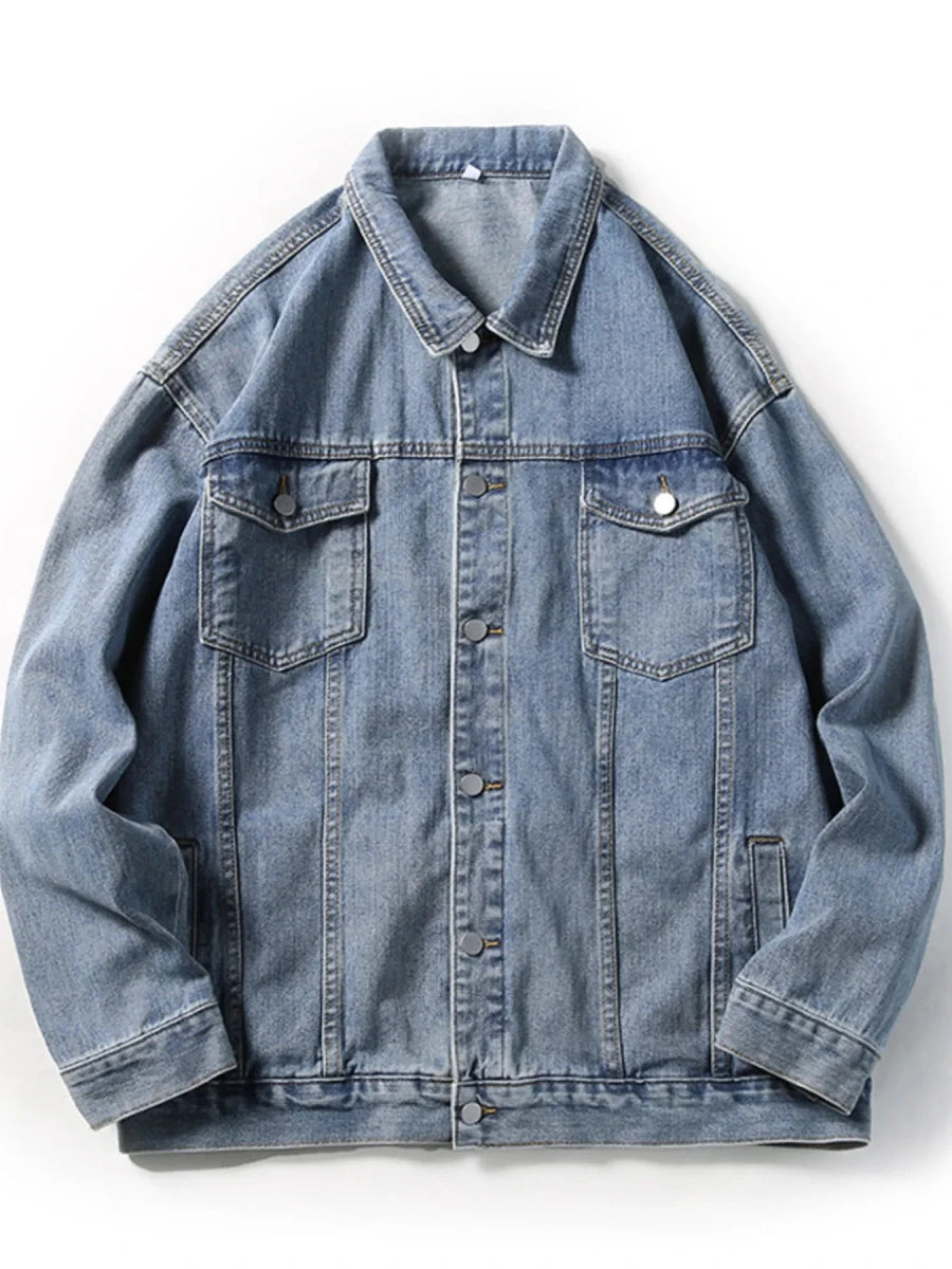 Fine Tune Men's Wash Oversized Denim Jacket - WowStore.live