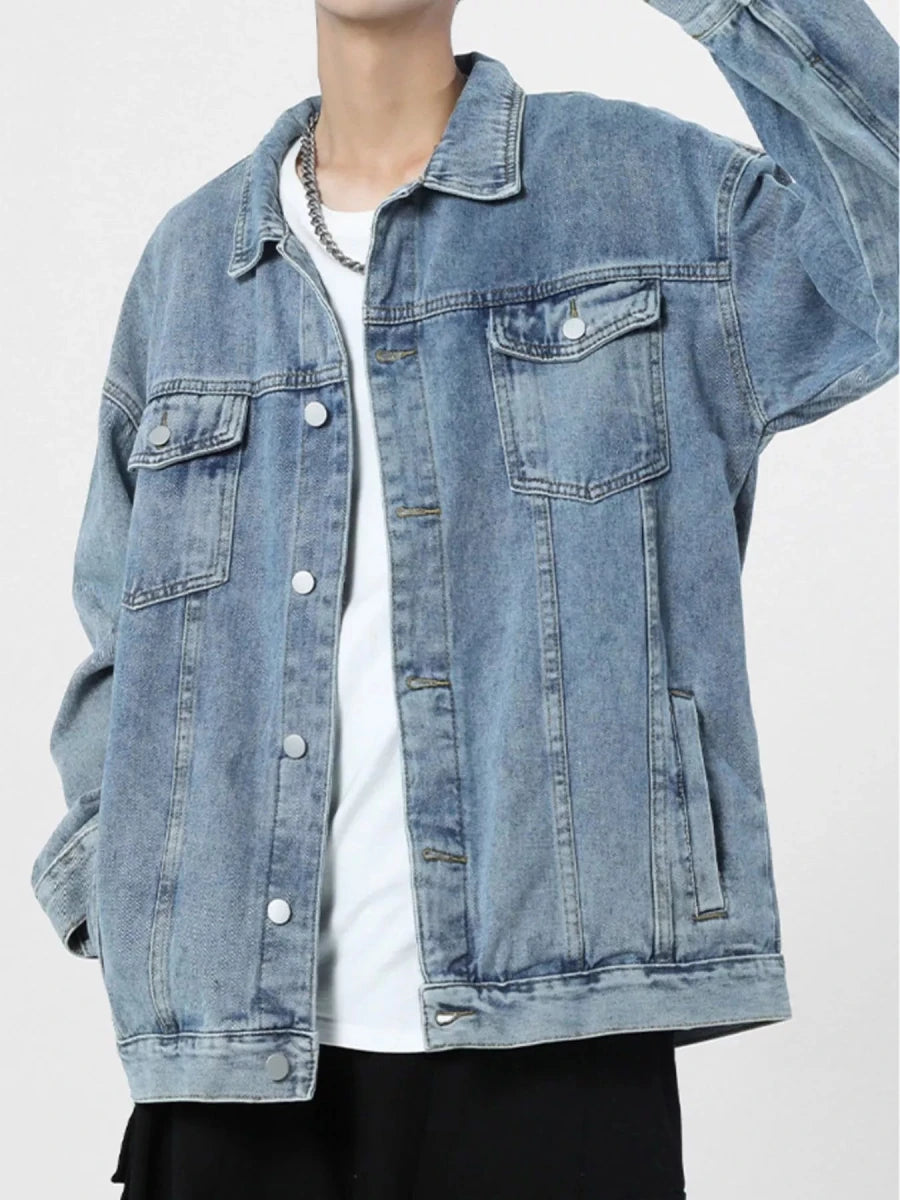 Fine Tune Men's Wash Oversized Denim Jacket - WowStore.live