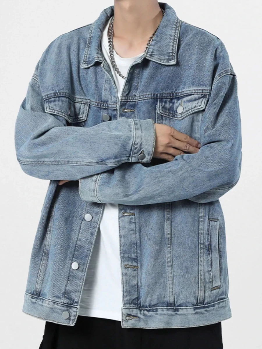 Fine Tune Men's Wash Oversized Denim Jacket - WowStore.live