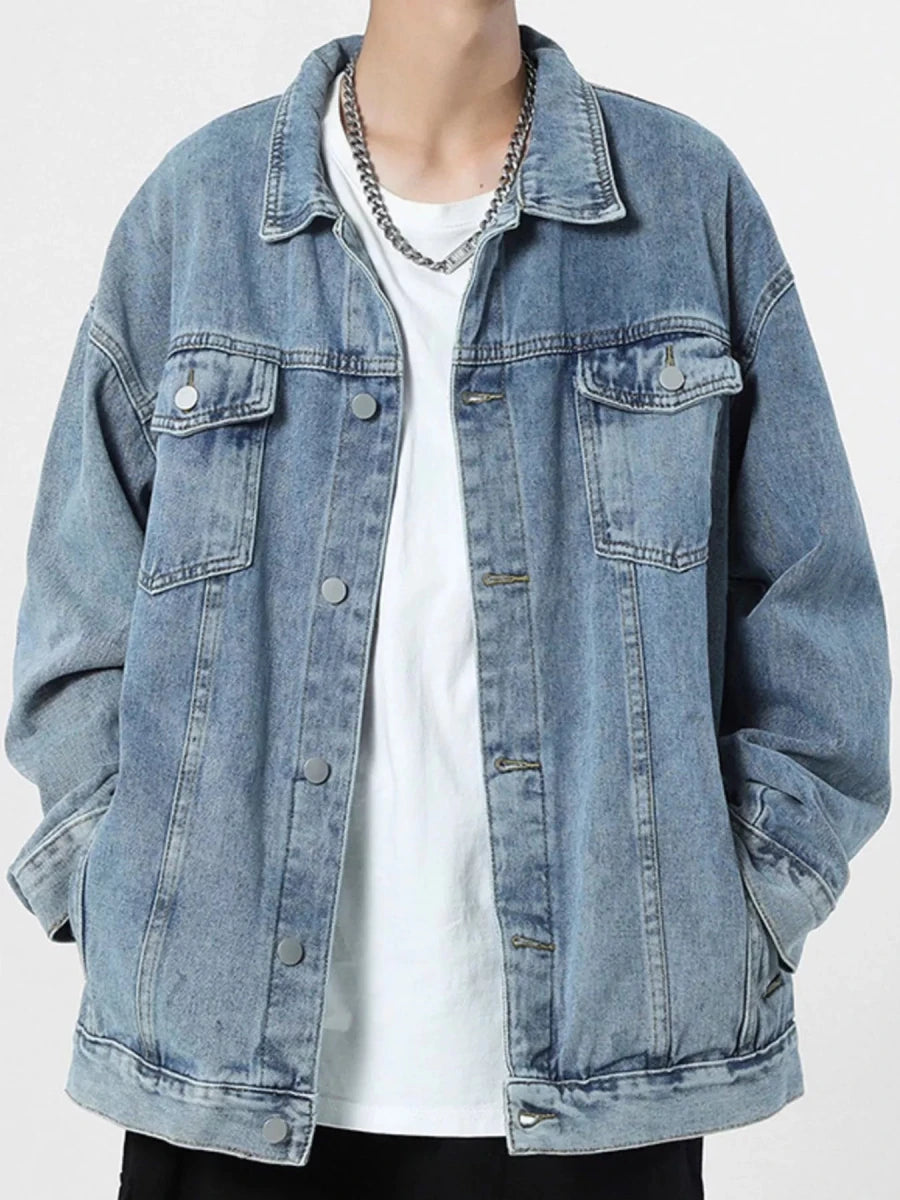 Fine Tune Men's Wash Oversized Denim Jacket - WowStore.live