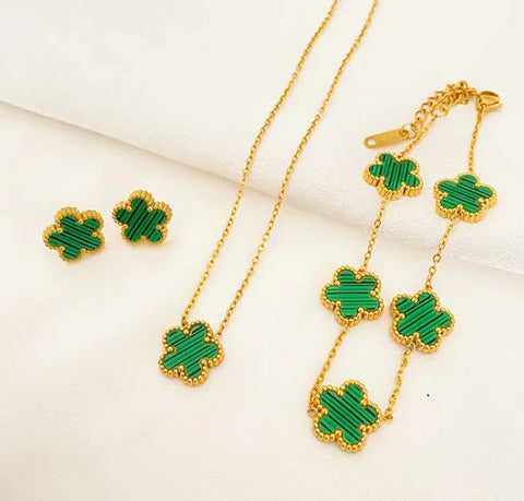 Five - leaf Flower Pendant Necklace Earring Bracelet Suit - Wow Store