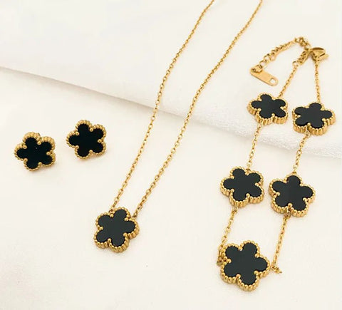 Five - leaf Flower Pendant Necklace Earring Bracelet Suit - Wow Store